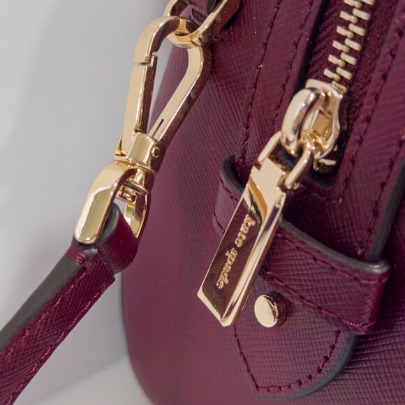 Kate Spade New York Madison Large Dolly Duffle Crossbody Bag Purse Burgundy Gold - Picture 3 of 13
